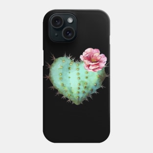 Cactus heart watercolor jellow flower Phone Case