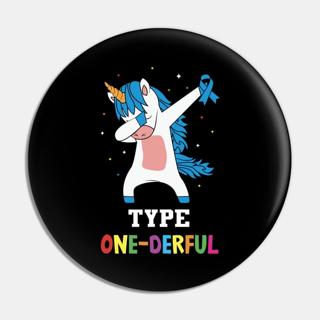 Type One-Derful Unicorn Funny Diabetic Type 1 Diabetes T1D Pin by Imou designs