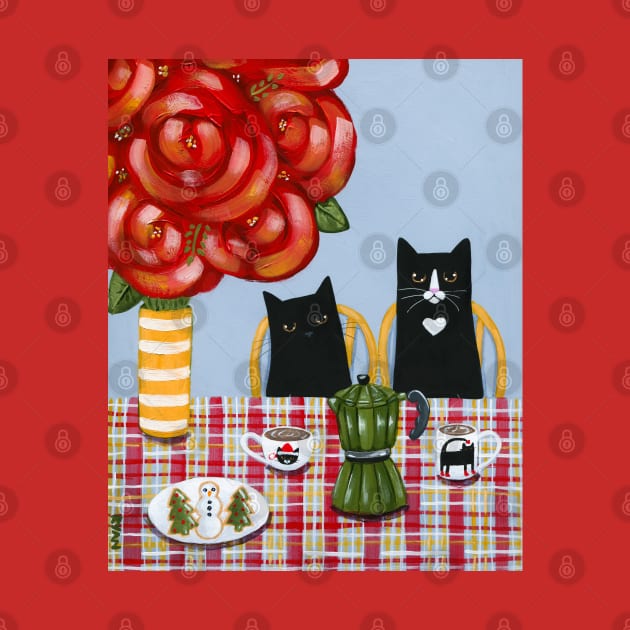 Christmas French Press Cats by KilkennyCat Art