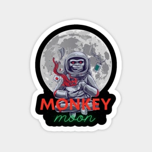 Monkey moon in space moon background Magnet