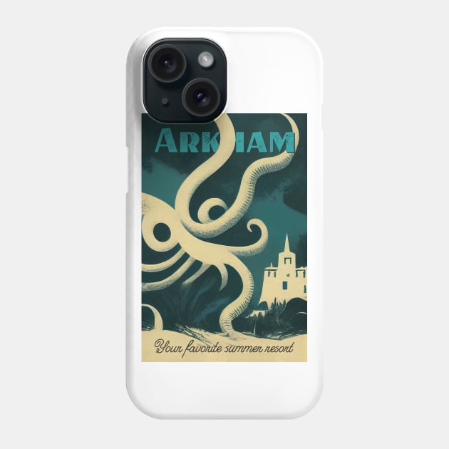 Arkham. Vintage Lovecraftian Travel Poster Phone Case by GoodTripsOnly