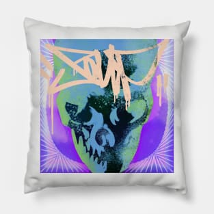 Pastel Graffiti Skull (colour way 2) Pillow