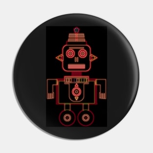 Neon Red Robot Pin