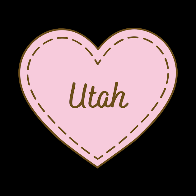 I Love Utah Simple Heart Design by Word Minimalism