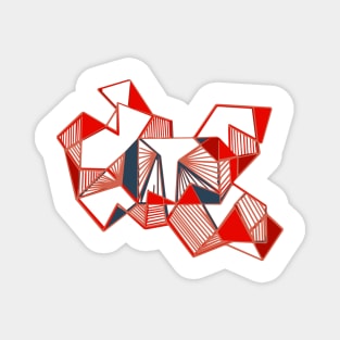 Red geo abstract paint lines Magnet