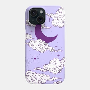 Celestial Moon and Stars With Clouds Seamless Pattern Phone Case