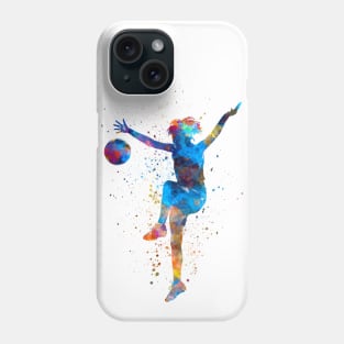 Woman footballer in watercolor Phone Case