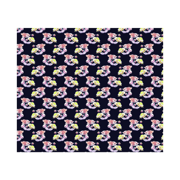 Space Sloth Turtle Axolotl Pattern by saradaboru