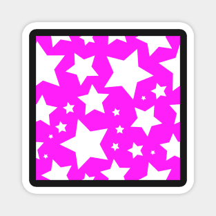 White star print on bright pink Magnet