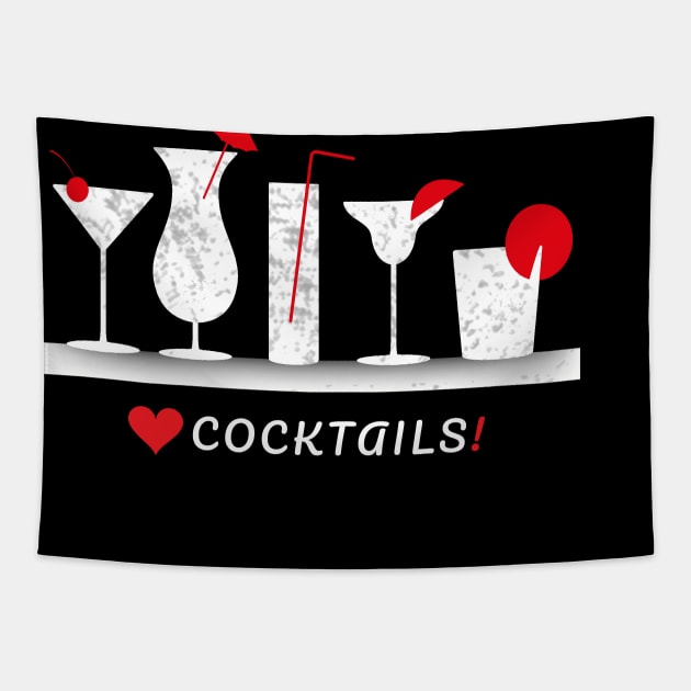 Heart Love Cocktails Happy Hour Humor Tapestry by TLSDesigns