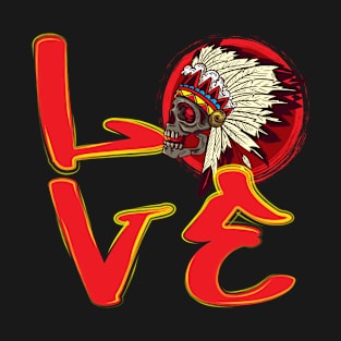 Native American Headdress Skeleton Love Indigenous Indian T-Shirt