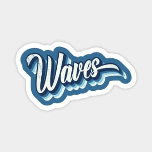 Waves, Text, Vintage, Distressed, Blue Magnet