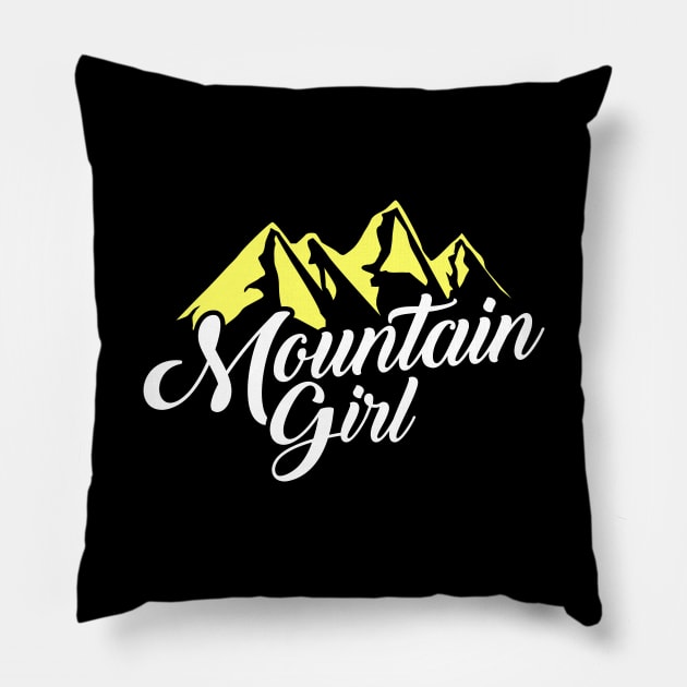 Cute Mountain Girl Hiking Hiker Adventure Nature Pillow by theperfectpresents