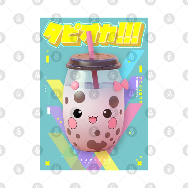 Happy Blueberry Chocolate Bubble Tea - Tapioka Collection | Kawaii Aesthetic Anime Bubble Tea 3D Pop Art Design | PROUD OTAKU by PROUD OTAKU