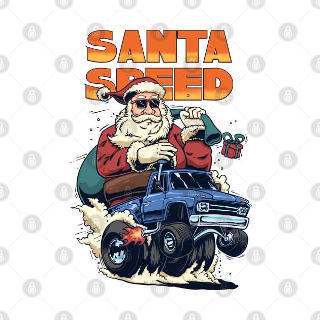 Santa Clause Drives His Hot Rod Car by create by adi