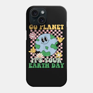 Go Planet Its Your Earth Day 2024 Teacher Kids Cute Earth Phone Case