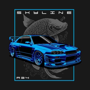 Nissan Skyline R34 Koi Design T-Shirt