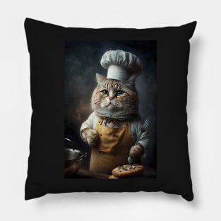 Cute brown cat cooking - CGI style Pillow