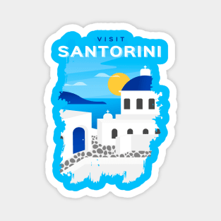 Santorini, Greece - retro travel poster Magnet