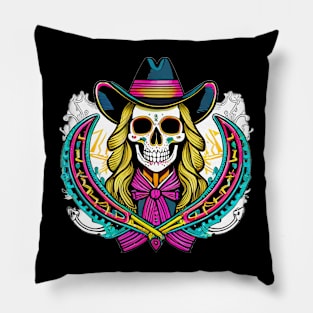 Skeleton cowgirl Pillow