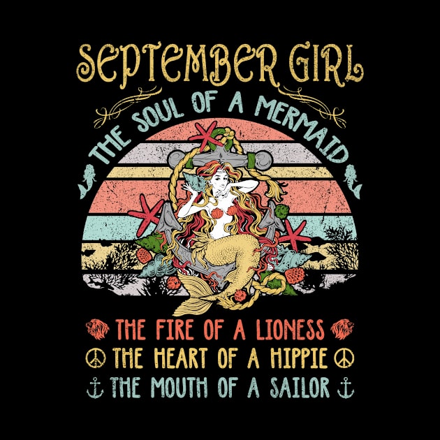 September Girl The Soul Of A Mermaid Vintage Birthday Gift by Shops PR