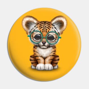 Cute Baby Tiger Cub Wearing Glasses Pin