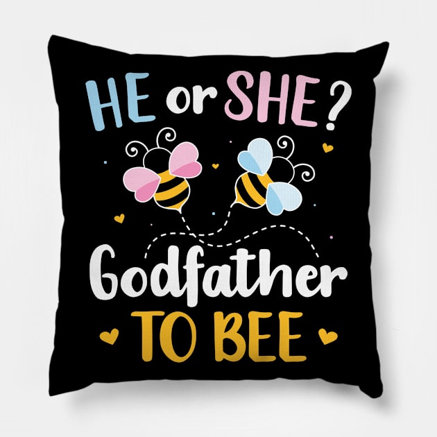 Gender reveal he or she godfather matching family baby party Pillow by Designzz