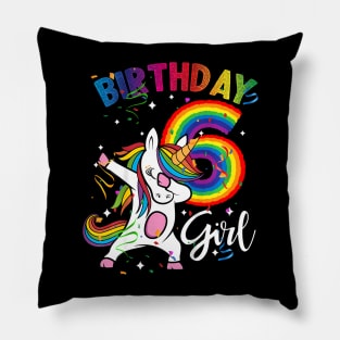 Kids Dabbing Unicorn 6 Year Old 6Th Birthday Party Girl Pillow