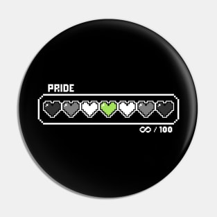 Agender Pride Videogame Life Bar Hearts Pin