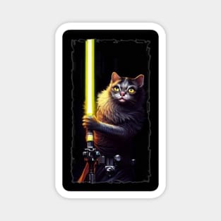 Fun Cat Print ~ AI Art ~ Fantasy Cat ~ Sci-fi Cat ~ Cats with Lightsabers Magnet