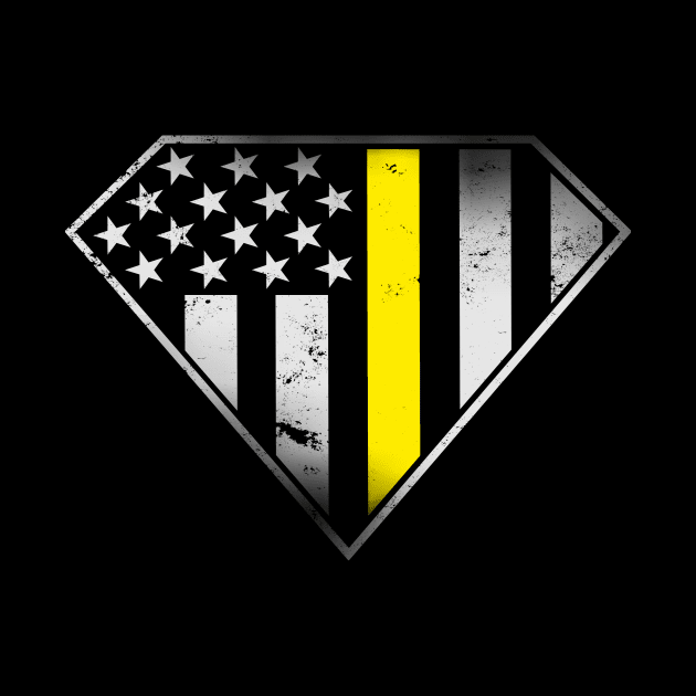 Thin Yellow Line Dispatchers Flag - Super Dispatcher Shield - Super Patriot Shield - Patriotic - American Flag Shield - USA Flag Shield by DazzlingApparel