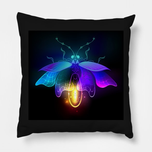 Neon Firefly Pillow by Blackmoon9