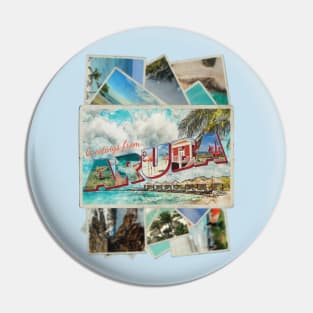 Greetings from Aruba Vintage style retro souvenir Pin