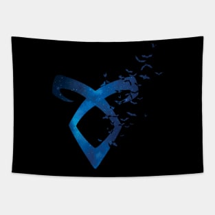 Shadowhunters rune - Angelic power rune with bats (blue galaxy) - gift idea Tapestry