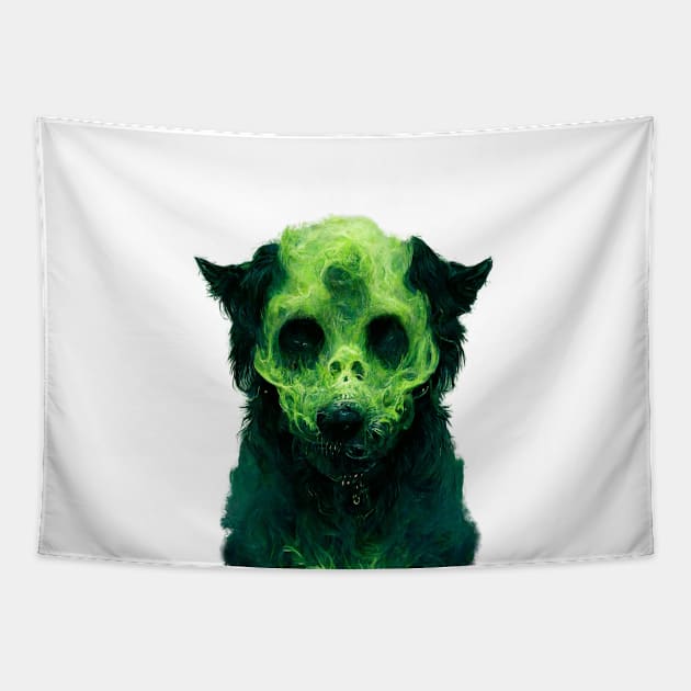 Scary Hound Made with Green Poisonous Gas Tapestry by DigitPaint