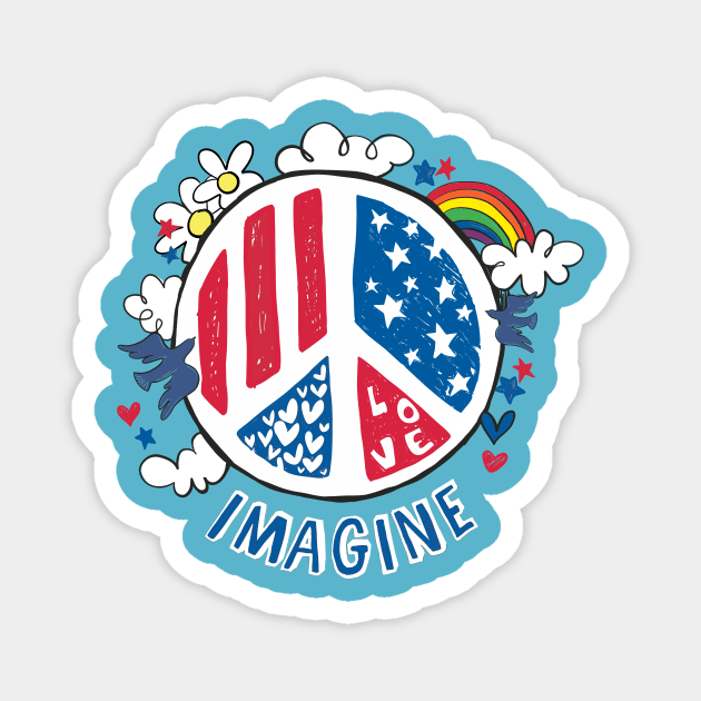 Imagine Love Imagine Peace Magnet by LittleBunnySunshine