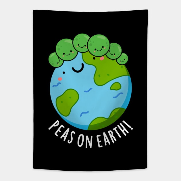 Peas On Earth Cute Veggie Peace Pun Tapestry by punnybone