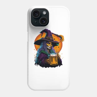 Halloween Witch With A Beer Mug Phone Case