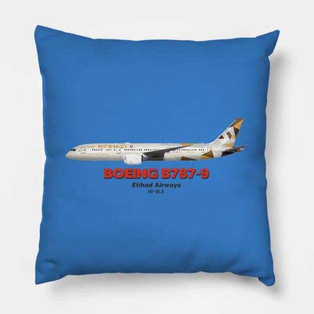 Boeing B787-9 - Etihad Airways Pillow by TheArtofFlying