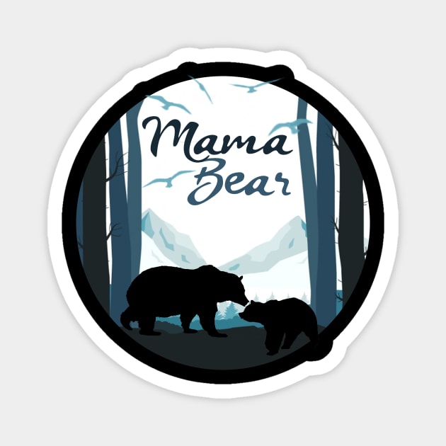 Mama Bear with Baby Cub in the Mountains Magnet by treszurechest