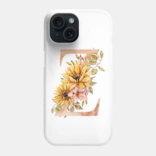 Watercolor sunflower bouquet monogram letter Z Phone Case