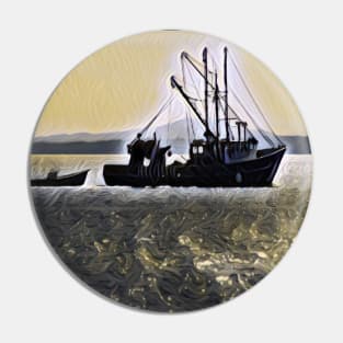 Sunrise Fishing Ship Pin