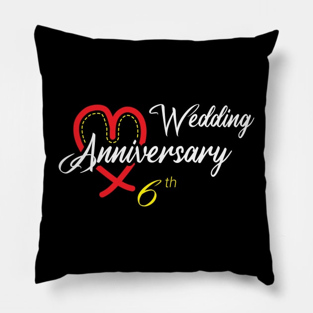 6th Wedding Anniversary and Funny Gift 6 years Wedding Marriage Pillow by artfarissi