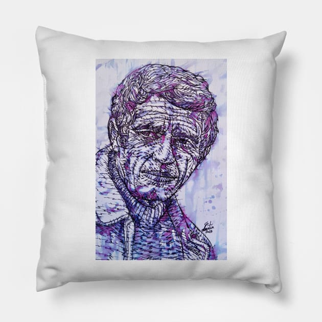 STEVE MCQUEEN ink and watercolor portrait .1 Pillow by lautir