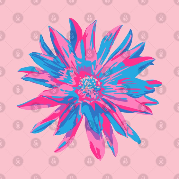 DAHLIA BURSTS Abstract Blooming Floral Summer Bright Flowers - Fuchsia Pink Blue Purple on Blush - UnBlink Studio by Jackie Tahara by UnBlink Studio by Jackie Tahara
