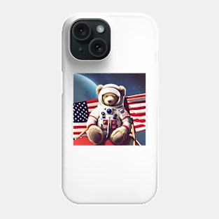 Teddy in a Space suit on the Moon Phone Case