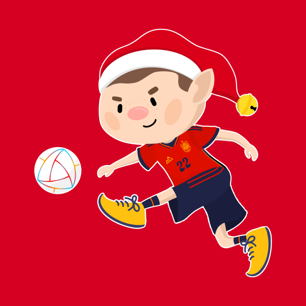 Spain football Christmas elf. Football World Cup soccer T-Shirt by abtchlr