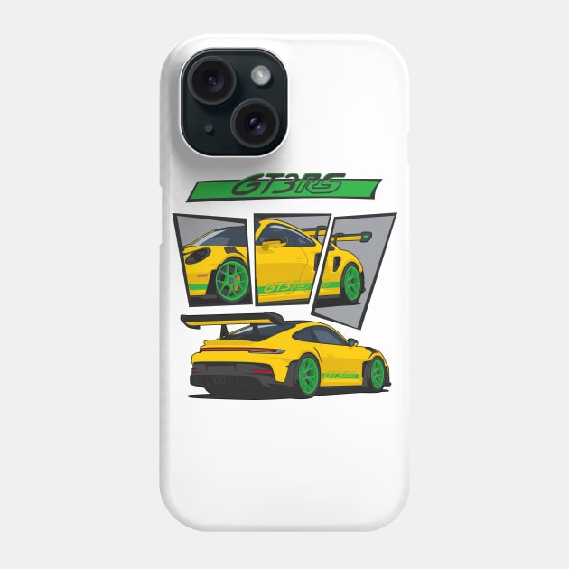 car 911 gt3 rs racing edition detail yellow green Phone Case by creative.z