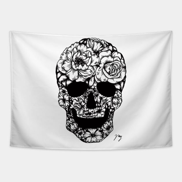 Floral Skull Tapestry by Akbaly