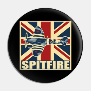 RAF Spitfire UK Aircraft Airplane Plane Vintage union Jack Pin